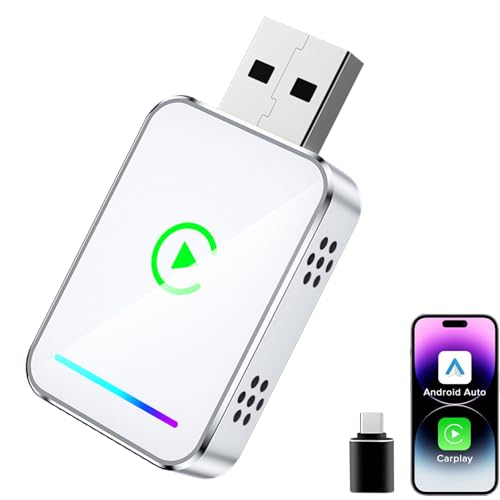 LENVA Wireless CarPlay Adapter, 2025 Upgrade Mini Design for Cars Plug and Play Fast Stable Connection No Delay (Only for iPhone, Not for Android) - color: White