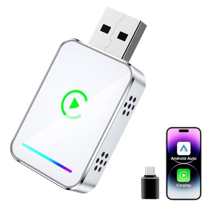 LENVA Wireless CarPlay Adapter, 2025 Upgrade Mini Design for Cars Plug and Play Fast Stable Connection No Delay (Only for iPhone, Not for Android) - color: White