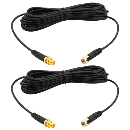 WiFi Antenna Extension Cable 2PCS 10ft/3M RP-SMA Male to RP-SMA Female – Upgraded Heavy-Duty Molded Connectors - RG174 Cable Bulkhead Mount for PC WiFi Router Security IP Camera - size: 9.84feet / 3m
