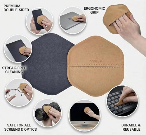Multi-Purpose Screen Cleaner Ultra-Fine Microfiber Cleaning Mitt, Reusable Lint-Free Streak-Free Wipe for Electronic Screens, Car Dashboard, Leather Products, Compatible with Leather Cleaners(Brown) - color: Brown