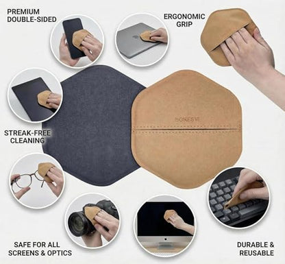 Multi-Purpose Screen Cleaner Ultra-Fine Microfiber Cleaning Mitt, Reusable Lint-Free Streak-Free Wipe for Electronic Screens, Car Dashboard, Leather Products, Compatible with Leather Cleaners(Brown) - color: Brown