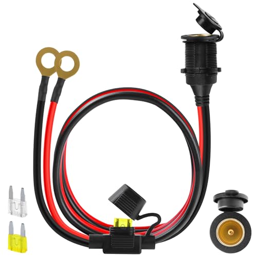 Cigarette Lighter Socket 3FT, 12V Cigarette Lighter Socket 2.5mm²/13AWG, 12V Power Outlet 20A Waterproof and Dustproof, 12V Outlet Socket with Inline Fuse Holder, Car Fuses 20A 25A by XIOGZAXI - size: 13AWG&(3FT/0.9m)