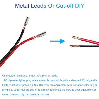 Cigarette Lighter Plug Adapter With Switch On Off 12FT Heavy Duty 12V Cigarette Lighter Plug Replacement With Leads & LED, 12V Male Cigarette Lighter Plug Adapter 16AWG For Car Truck Motorcycle - size: 12FT