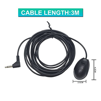 Portable Microphone for Auto Radio, 3.5mm External Mic for Car Stereo DVD Player GPS Navigation PC Laptop with 9.8ft/3M Cable
