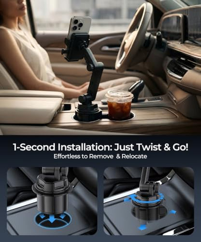 Cup Holder Car Phone Mount, Adjustable Holder for Car, Fits 4-7.2" Phones - color: Single Clamp