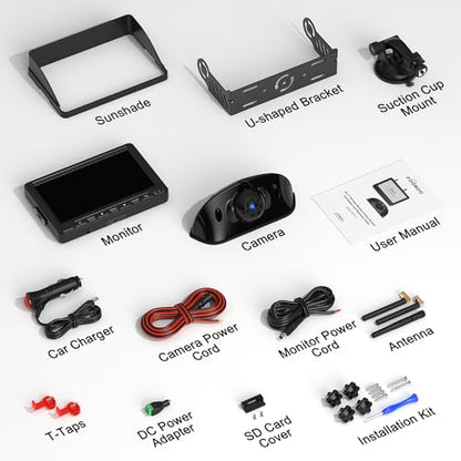 Fookoo HD 1080P 7" Wireless Backup Camera System for Furrion Pre-Wired RV - size: 7" 1-Cam