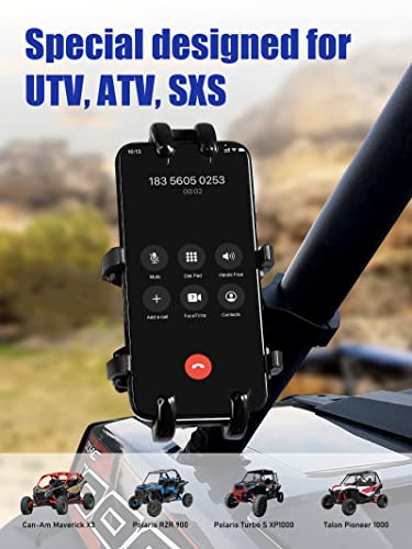 ZIDIYORUO UTV Phone Mount Holder, Aluminum Alloy Heavy Duty SXS Phone Clamp