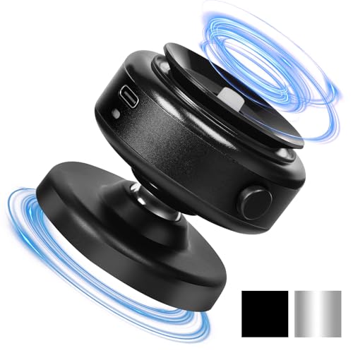 360 Rotatable Car Magnetic Phone Holder,Electric Vacuum Magnetic Suction Car Phone Mount,Magnetic Adsorption Double Cell Phone Holder-Sided Strong Suction for Car Mirro Gym All Smooth Surface (Black) - color: Black