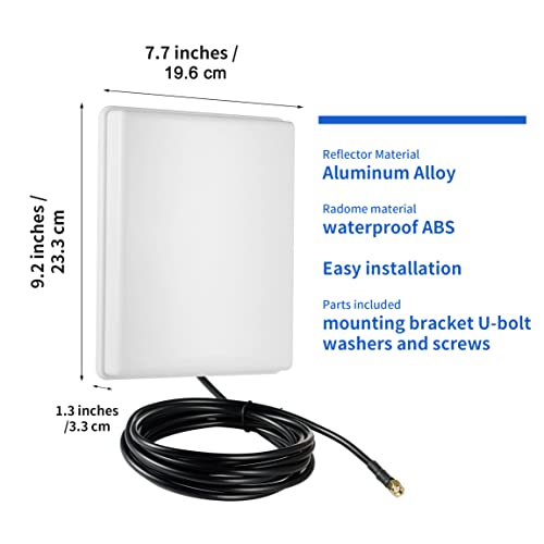 Outdoor 15dBi Dual Band WiFi 2.4GHz 5GHz 5.8GHz Long-Range Directional Panel Antenna with 10Ft Cable for WiFi Router Wireless Network Card Security IP Camera Video Surveillance Monitor, Eifagur - style: Panel Antenna