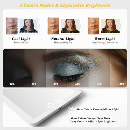 Car Visor Mirror with Lights & 20X Magnification, Universal Fit - color: 1pcs-White