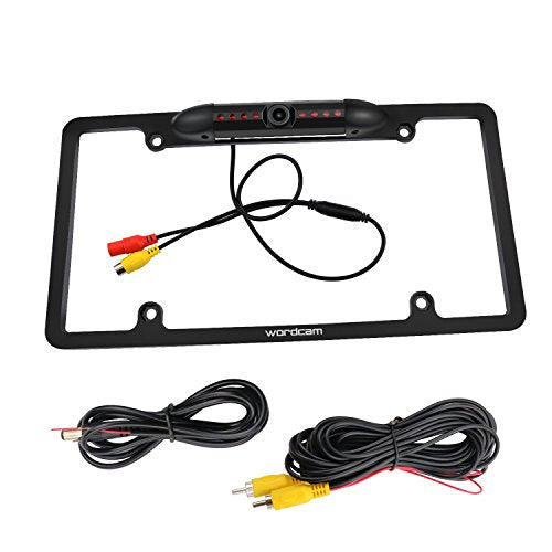 Wordcam License Plate Backup Camera, HD Front Rear View, Metal Frame Mount