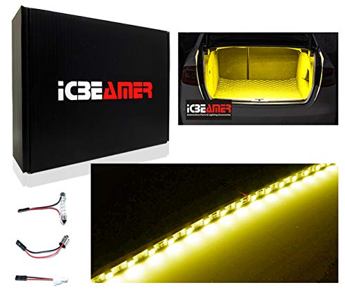 ICBEAMER 12" Amber Yellow 18SMD 2835 LED Strip Light Universal Fit Car Trunk Cargo Area or Interior Illumination - color: Yellow