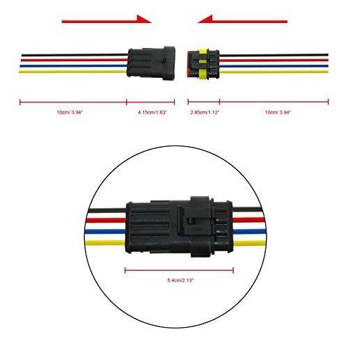 MUYI 4Pin Way 18AWG Waterproof Electrical Connector Wire Connectors-5 Kit - style: 4pin (5sets)