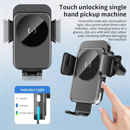 Cup Holder Phone Holder, 15W Wireless Car Charger Holder Fast Charging - color: Black