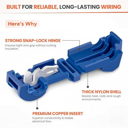 T-Tap Wire Connectors Kit, Quick Splice Electrical Connectors with Stainless Steel Spring, Fast Snap-On Wire Terminals for Automotive, Home Wiring and Copper Wire Connections (240)