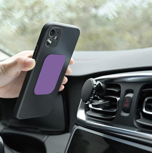 Phone Magnets for Back of Phone, Universal Metal Plates, 2 Rectangular and 2 Round with Adhesive, car Phone Magnets (Purple) - color: A Purple