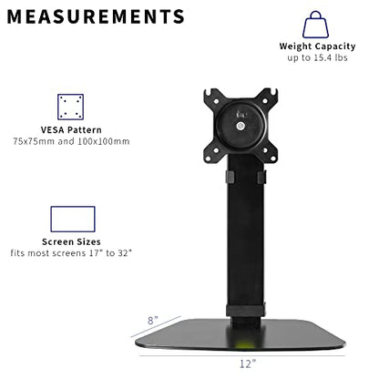 VIVO Mechanical Free Standing Single Monitor Mount Desk Stand, Tall Height Adjustable Arm for Screens up to 32 inches, Black, STAND-V001V