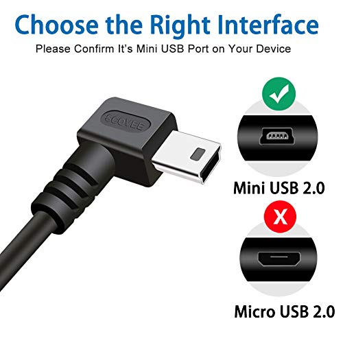 Mini USB Cable 90 Degree 2Pack 6ft for Garmin Nuvi for Canon PowerShot/Rebel/EOS/DSLR/ELPH,Dash Cam,SatNav,Camcorders,Car,Camera USB Cable Right Angle Mini-B Charger Cord Data Sync Charging Adapter - size: 6ft