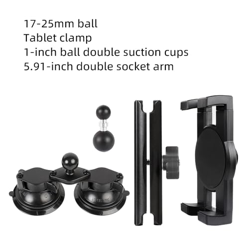 Dual Suction Cup Tablet Holder Mount for Personal Airplane/Boat/Car/Truck Windshield, Pilots iPad Holder Fits iPad Pro Air and Other 4.7-13" Tablets - size: Spring Clip with Dual Suction Cup