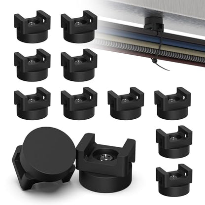 10 Pack Magnetic Zip Tie Mount with Rubber Coating, Strong NdFeB Magnetic Cable Zip Tie Mount for Car & Home Wire Organization, No-Drill Magnet Cable Tie Holder Base Kit for Metal Surfaces - color: 10 Pcs