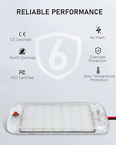 MERTTURM Dome Light for RV Interior, 48LED 800LM Ultra Bright 12 Volt LED White Lights, RV Ceiling Light with Switch Control, Ideal for Car Van Truck Camper Lorry Motorhome Boat(2 Pack) - size: 48LED-2 PACK