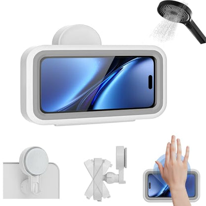Shower Phone Holder Suction Waterproof-480 Rotation, High Sensitivity Suction Cup Mount for Easy Movement, Phone Stand Case Mount for Bathtub Kitchen Mirror Suitable for All 4-7 inch Phones.