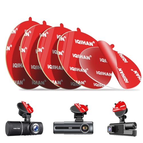 5Pcs Adhesive Sticky Pads for Dash Cam Mount, Double-Sided Strong Mounting Tape Round Sticker Replacement for Car Windshield, Universal Clear Sticker for Dashcam Dashboard Windscreen Camera GPS Holder
