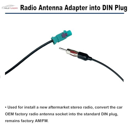 Radio Antenna Adapter Compatible with Dodge Jeep Ford Aftermarket Radio Stereo Antenna Adapter for Ram Wrangler C-Class Sprinter Buick Cadillac Aftermarket Stereo Antenna Connector Cable Plug