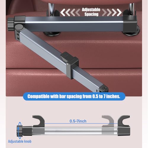 Car Headrest Tablet Holder, 360° Adjustable Vehicle Backseat Tablet Mount Road Trip Essentials for Kids, Automotive Seat Back Headrest Phone Stand, Fits Most 4.7-15" Devices (Gunmetal) - color: Gunmetal