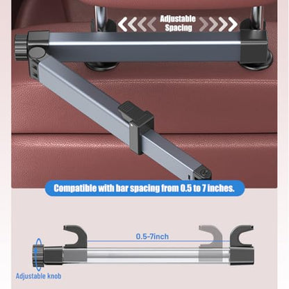 Car Headrest Tablet Holder, 360° Adjustable Vehicle Backseat Tablet Mount Road Trip Essentials for Kids, Automotive Seat Back Headrest Phone Stand, Fits Most 4.7-15" Devices (Gunmetal) - color: Gunmetal