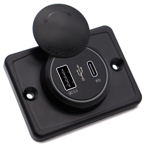 48W Fast Charger Panel for Car Boat, 30W PD+18W QC3.0 Quick Charge USB-C & USB-A Ports, Universal 12V/24V Waterproof Charging Hub, Automotive Marine Adapter for Phone, Tablet, Laptop