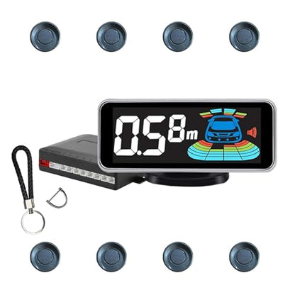 Backup Parktronic System 8-Sensor with LCD Display & Car Keychain,Distance Detection (Meter/Feet),English/Spanish/Beep Alert Options 20 Color Probes:8 Main Colors 20mm Compact Elegant Design - color: Livid Grey