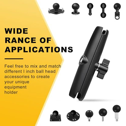 Metal Double Socket Arm Compatible RAM Mount Arm, 1" Double Ball Adapter, 360° Rotation, Extension Rod for Phone Holder, for Bike, Motorcycle, Truck. (Short) - size: Short