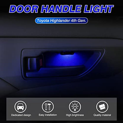 Powerty Compatible with LED Light 2020-2025 2026 Toyota Highlander Accessories Inner Door Handle Bowl Mood Lighting Decorative Interior Lamp 4PCS Blue - size: 20-26 Highlander