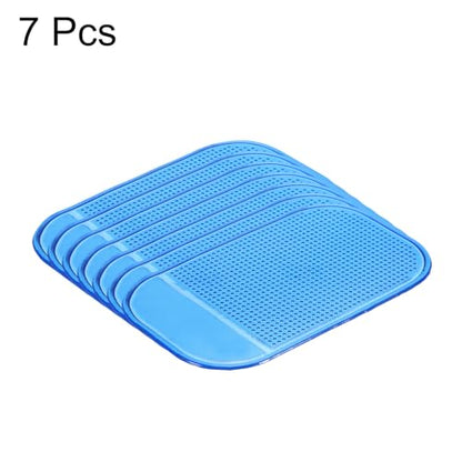HARFINGTON 7pcs Car Dashboard Anti-Slip Mat 5.5" x 3" Universal Sticky Dash Pad Washable Reusable Car Non-Slip Mats for Phone Keys Sunglasses Electronic Devices, Blue - color: Blue
