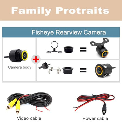 Backup Camera for Cars,Universal AHD 1080P Fisheye CCD Waterproof Wide View Angle Rear/Front View Back up Camera for HD Night Vision for Car Parking Assist Camera Reversing Parking Three Control Line