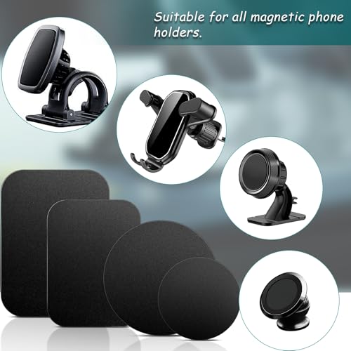 Universal Replacement Metal Plates Set, 20 Pack Mount Metal Plate with Adhesive for Phone Car Mount Holder Cradle, Black Round Iron Stickers Compatible with Magnetic Mounts, 60 mm - color: Black, size: Round 60mm-20p