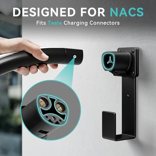 EV Charger Holder - Tesla Connector, Nozzle Holster Dock and J-Hook Combination, EV Cable Holder Wall-Mount Electric Vehicle Charger - size: For Tesla