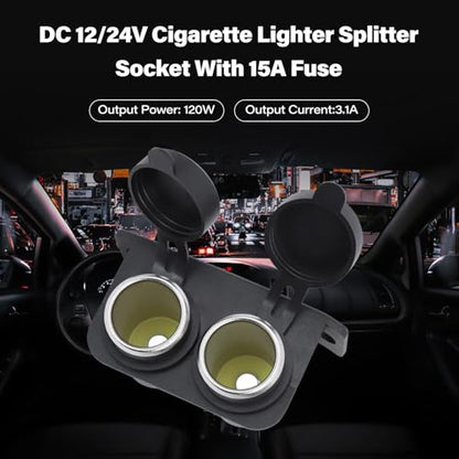 DC 12V Cigarette Lighter Socket with Blade Fuse 15A