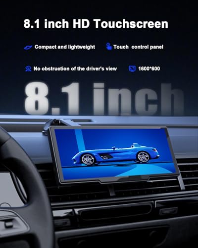 Avylet 8.1'' Wireless Apple Carplay Screen for Car, Android Auto with Backup Camera, Portable Car Stereo Touchscreen with OTA/GPS Navigation/Mirror Link/Voice Control/Bluetooth/AUX/FM/WiFi | with Backup Camera, Portable Car Stereo Touchscreen with OTA/GPS