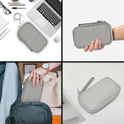 CAAORDKSO 전자 오거나이저 여행용 케이블 액세서리 케이스, 오거나이저 백, USB, 코드, 충전기, 휴대폰, 보조 배터리, 이어폰용 액세서리 파우치 (라이트 그레이, 미디엄) - color: 라이트 그레이., size: Medium
