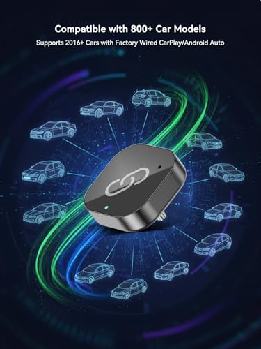 USB-C Wireless CarPlay & Android Auto Adapter, Plug-in Dongle Converts Factory Wired CarPlay/Android Auto to Wireless - color: Glossy Black