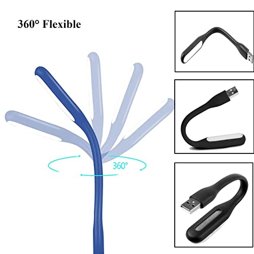Mini Flexible Light, Portable USB Led Reading Night Lamp for PC Laptop Computer Notebook Power Bank - 2 Pack (Black) - color: Black