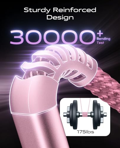 USB C Cable Fast Charging, 2Pack 6FT USB A to USB C Cable, Upgraded Extra - color: Pink, size: 6FT, style: USB A to USB C