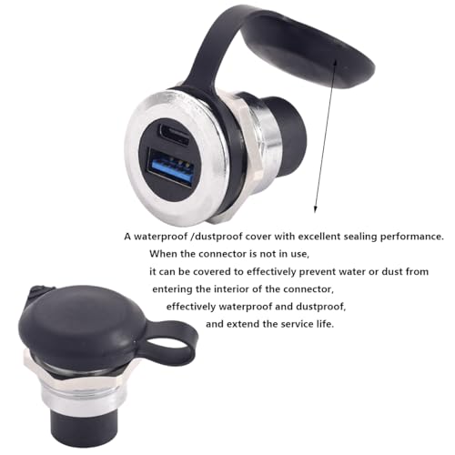 PENGLIN 2PCS Dual USB Panel Mount Adapter, USB-C 3.1 & USB 3.0 Female to Female Bulkhead Socket - 10Gbps Data, Fast Charging for Car, Home, Industrial Use (Pack of 2) - color: Silver&Black, size: 2PCS (Pack of 2)
