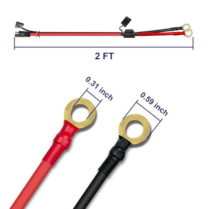 BFXM 4 Pcs 10AWG 2FT SAE Connector Extension Cables with 15& 20A Fuse - color: 10awg2ft*4
