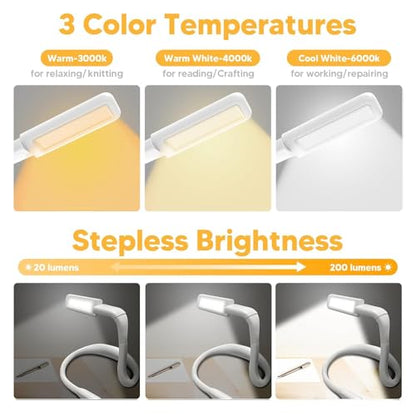 Neck Light, Rechargeable Book Light for Reading, Bright Dual Lamps - color: White