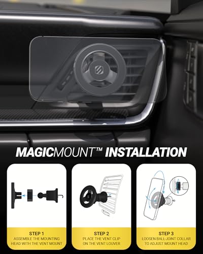 Scosche MagSafe Car Mount Vent, Phone Holders for Your Car with Strong Magnetic Hold and Secure Twist-Lock Vent Clip, Rotatable Car Phone Holder for iPhone 17 16 15 14, Includes Magnetic Ring, 2-Pack - size: 2 Pack