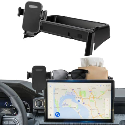 Car Phone Holder Fit for Toyota Tacoma 2024 2025/4Runner 2025 Accessories Fit 14-inch Screen, Dashboard Organizer with Cell Phone Mount Automobile Cradles Hands-Free 360 Degree Rotation - size: 24-25 Toyota Tacoma / 25 Toyota 4Runner