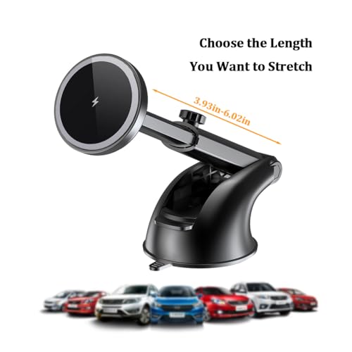 15W Car Mount Charger, Magnetic Wireless Suction Cup Vehicle Dashboard Cell Phone Holder with Air Vent Clip, Automotive Interior Windshield Smartphone Charger Mount, Universal Fit (Style C) - color: Style C